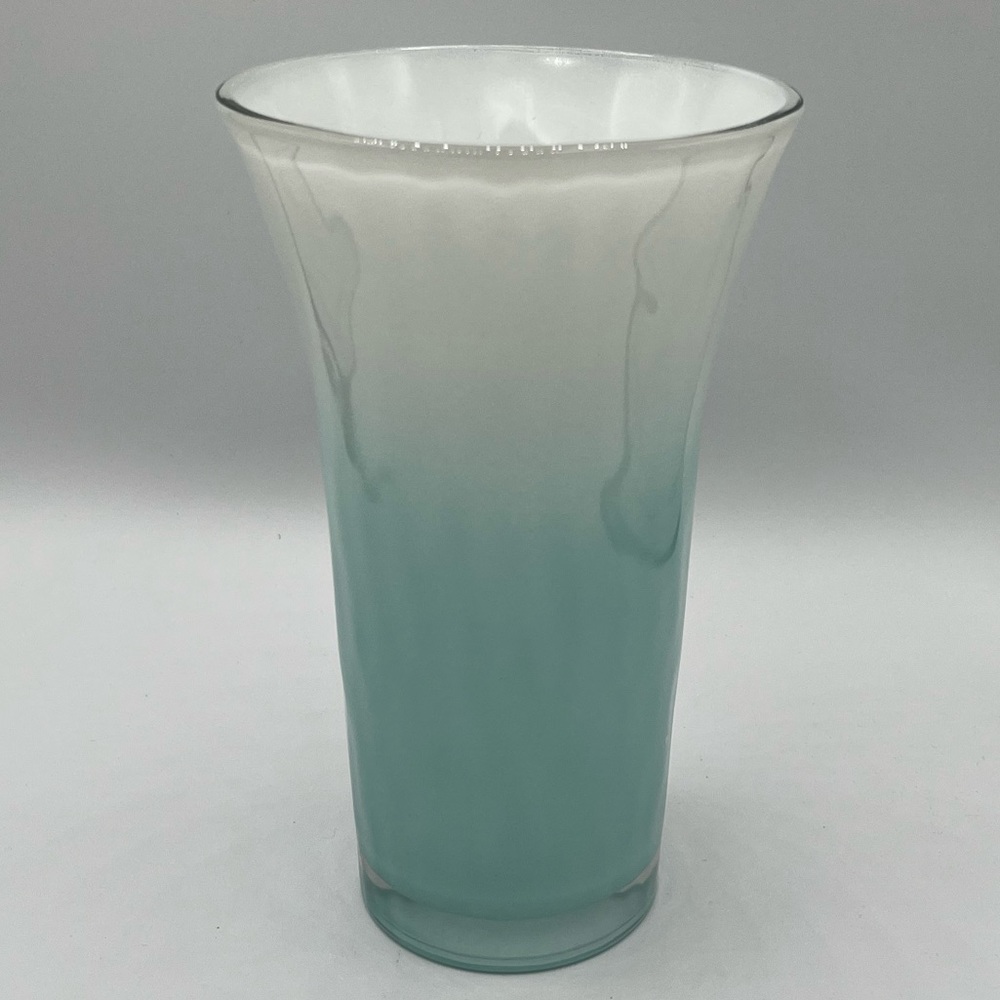 Libby Light Blue and White Weighed Vase